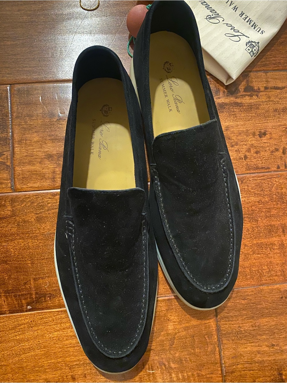 Loro Piana Summer Walk Black Suede Slip-On Loafers